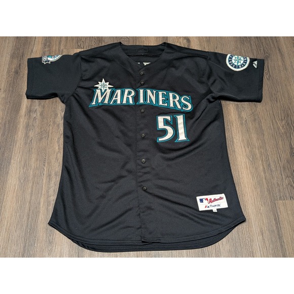 Ichiro Suzuki Mariners Majestic Black Jersey Size 52 MLB Baseball - Picture 1 of 4